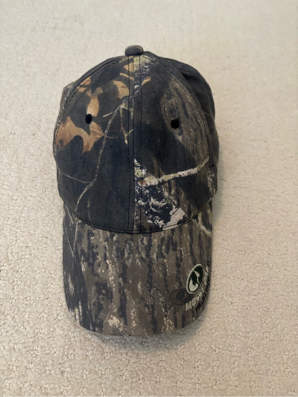 Mossy Oak Adult Unisex Men’s Camo Cap with Dark Green Trim Baseball Hat